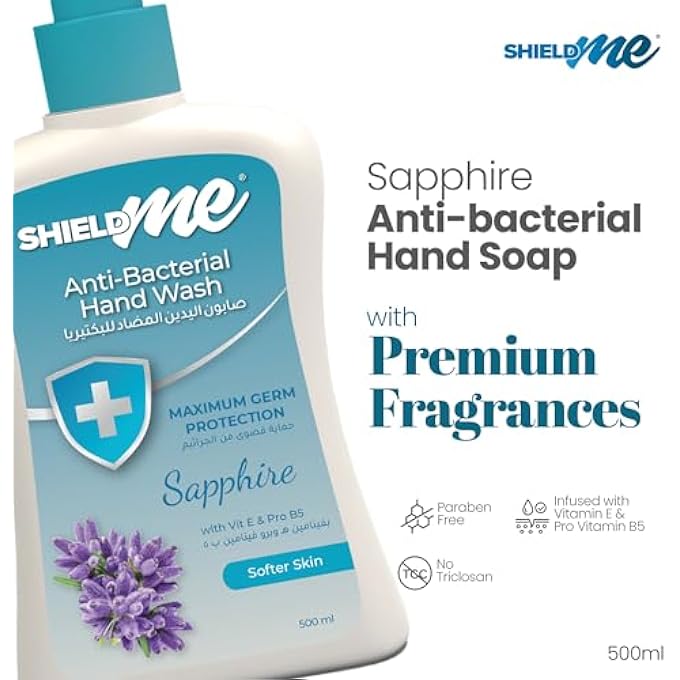 SHIELDME ANTIBACTERIAL HANDWASH LIQUID SOAP, 500ML (PACK OF 4)- SAPPHIRE - Image 2